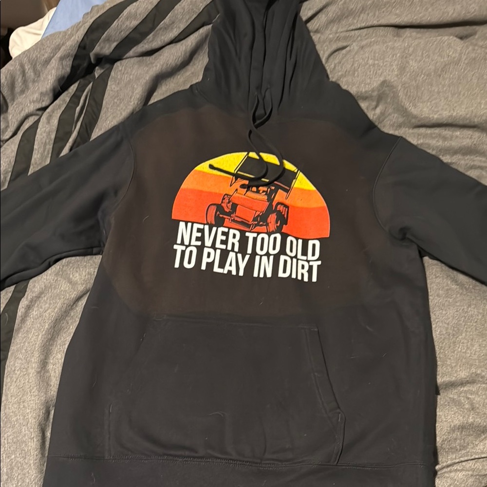 Port and Company Black and Orange Sweater with Graphic Design